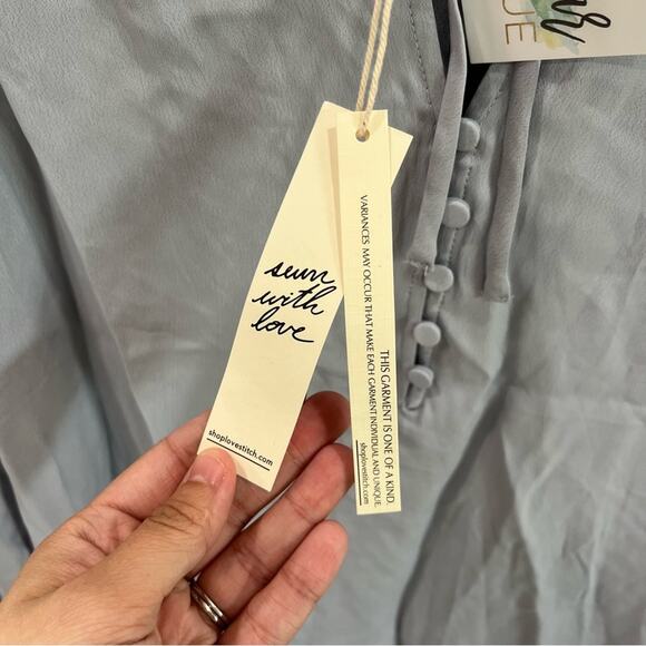 NWT Lovestitch Time Flies Silky Blouse Blue Boutique - Picture 4 of 8